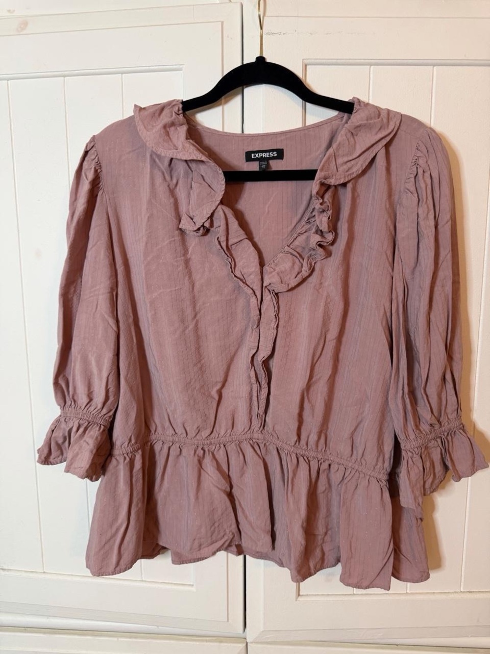Express Mauve Ruffle Peplum Blouse